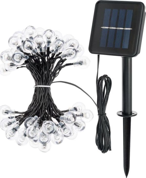 Catena luminosa solare con 50 lampadine a led decorazione per giardino 5 mt in Catene luminose Decor Space - Altamura, commercioVirtuoso.it