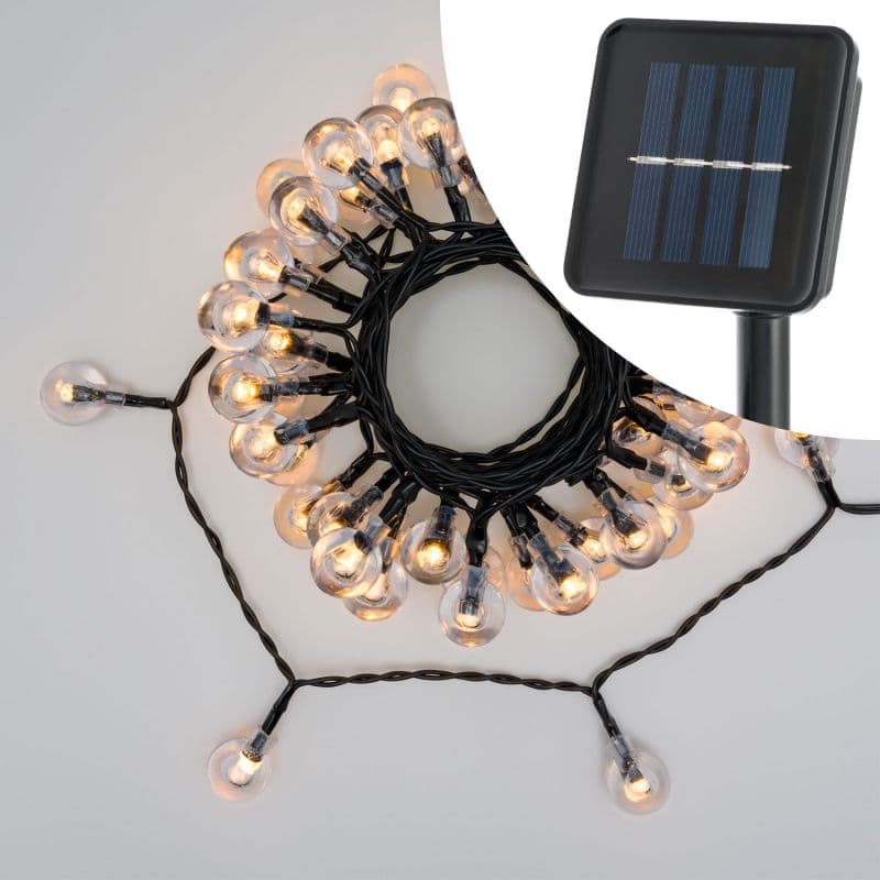 Catena luminosa solare con 50 lampadine a led decorazione per giardino 5 mt in Catene luminose Decor Space - Altamura, commercioVirtuoso.it