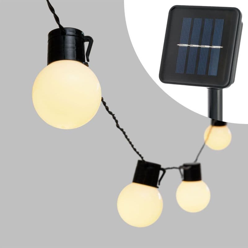 Catena luminosa solare con 15 lampadine a led decorazione per giardino 6 mt in Catene luminose Decor Space - Altamura, commercioVirtuoso.it