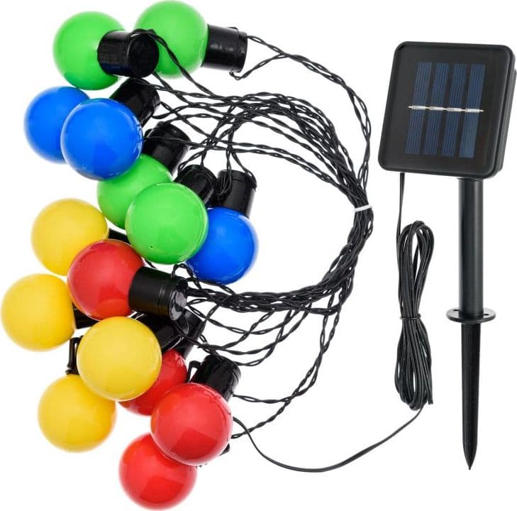 Catena luminosa solare con 15 lampadine a led decorazione per giardino 6 mt in Catene luminose Decor Space - Altamura, commercioVirtuoso.it