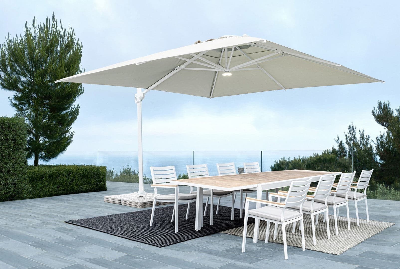 Ombrellone "Eden" a braccio laterale con struttura in alluminio, per esterno, telo color naturale Giardino e giardinaggio/Arredamento da giardino e accessori/Ombrelloni tende e tettucci parasole/Ombrelloni Decor Space - Altamura, Commerciovirtuoso.it