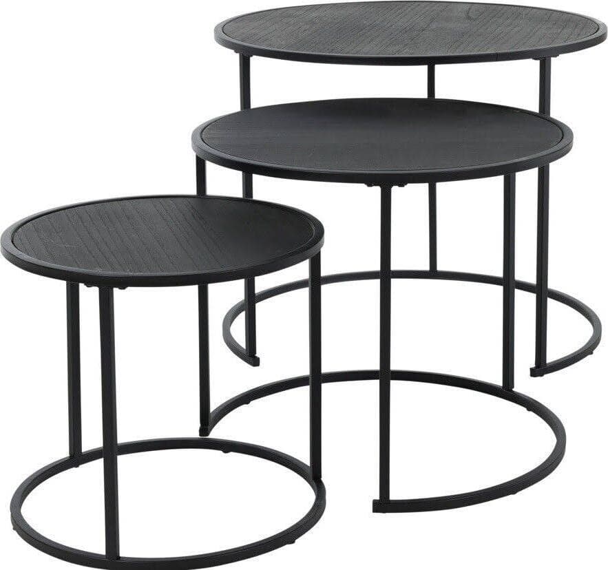 Set 3 Tavolini Da Salotto Moderno In Metallo Con Piano In Legno Casa e cucina/Arredamento/Soggiorno/Tavoli e tavolini/Tavolini bassi Decor Space - Altamura, Commerciovirtuoso.it