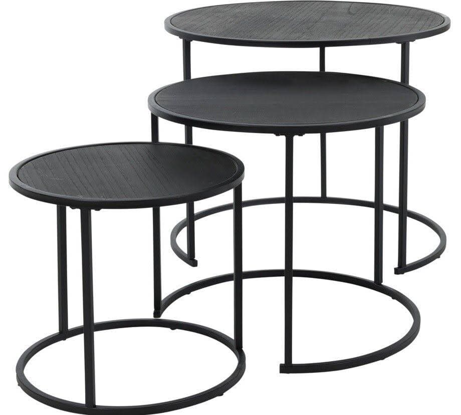 Set 3 Tavolini da salotto moderno in metallo con piano in legno in Tavolini bassi Decor Space - Altamura, commercioVirtuoso.it
