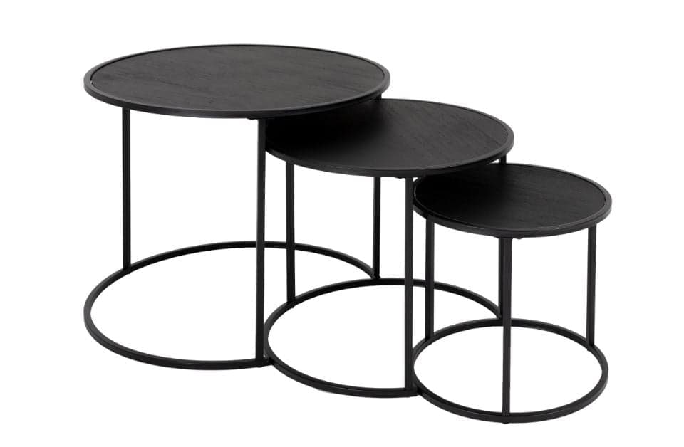 Set 3 Tavolini da salotto moderno in metallo con piano in legno in Tavolini bassi Decor Space - Altamura, commercioVirtuoso.it