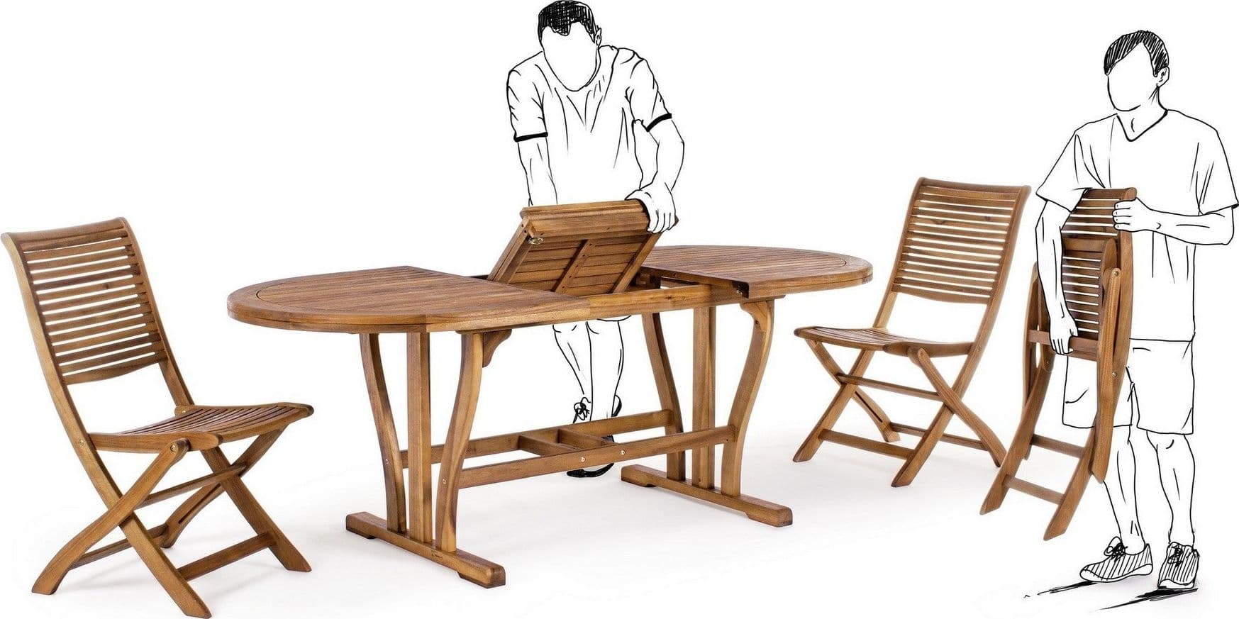 Sedia "Noemi" in legno di acacia, finitura ad olio, pieghevole per esterno in Sedie per tavolo da giardino Decor Space - Altamura, commercioVirtuoso.it