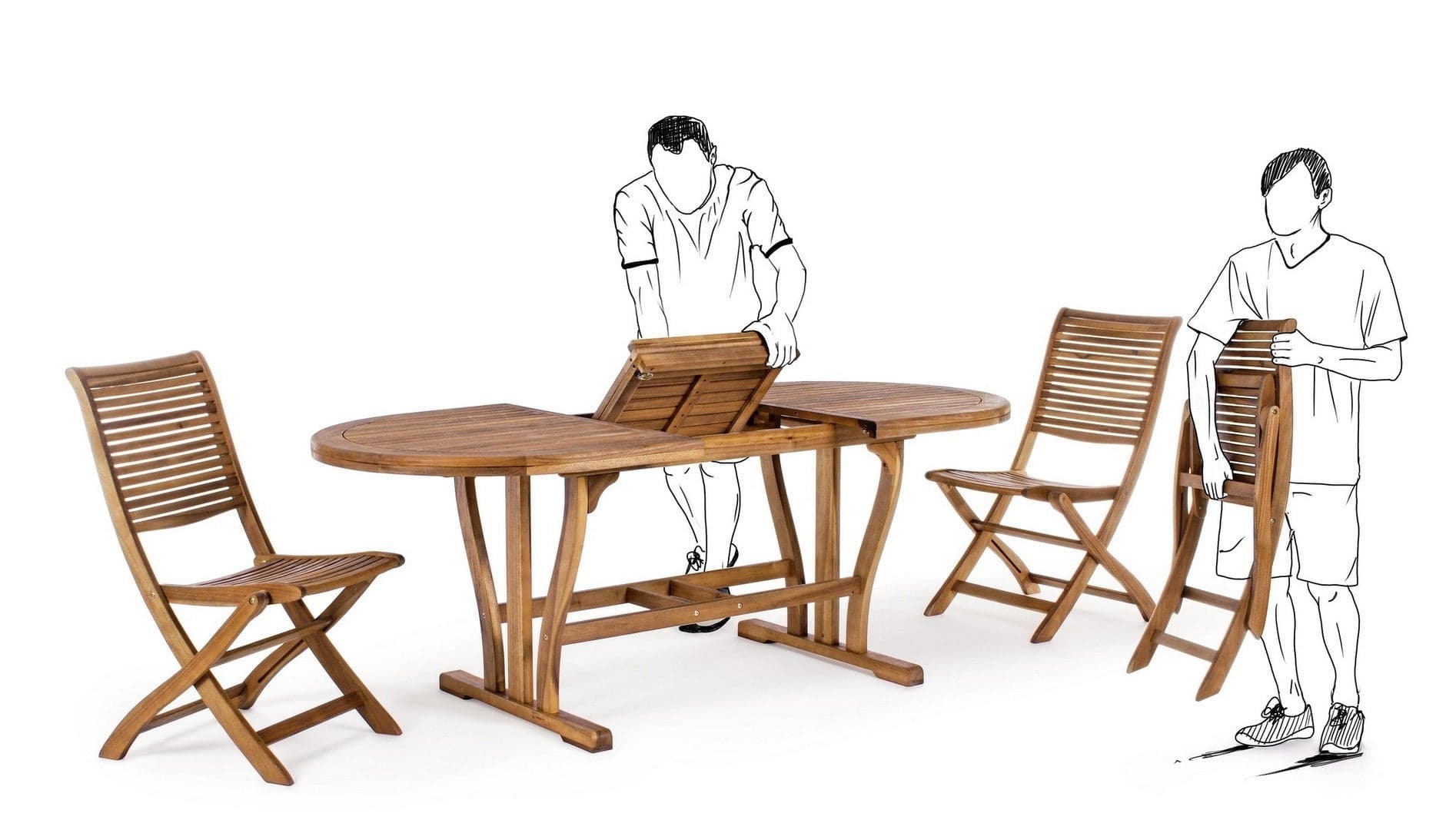 Sedia "Noemi" in legno di acacia, finitura ad olio, pieghevole per esterno in Sedie per tavolo da giardino Decor Space - Altamura, commercioVirtuoso.it
