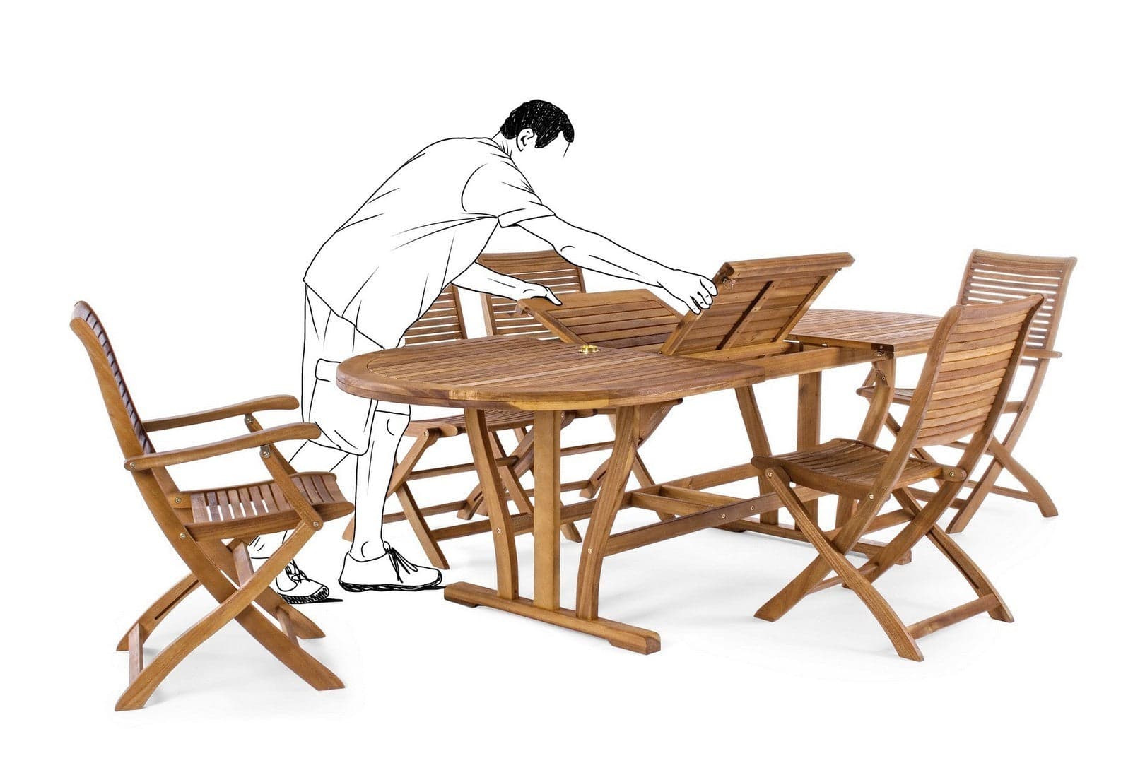 Sedia "Noemi" in legno di acacia, finitura ad olio, pieghevole per esterno in Sedie per tavolo da giardino Decor Space - Altamura, commercioVirtuoso.it