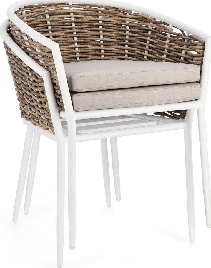 Sedia con braccioli "Maribela" struttura e gambe in alluminio, per esterno, seduta con cuscini in Sedie per tavolo da giardino Decor Space - Altamura, commercioVirtuoso.it