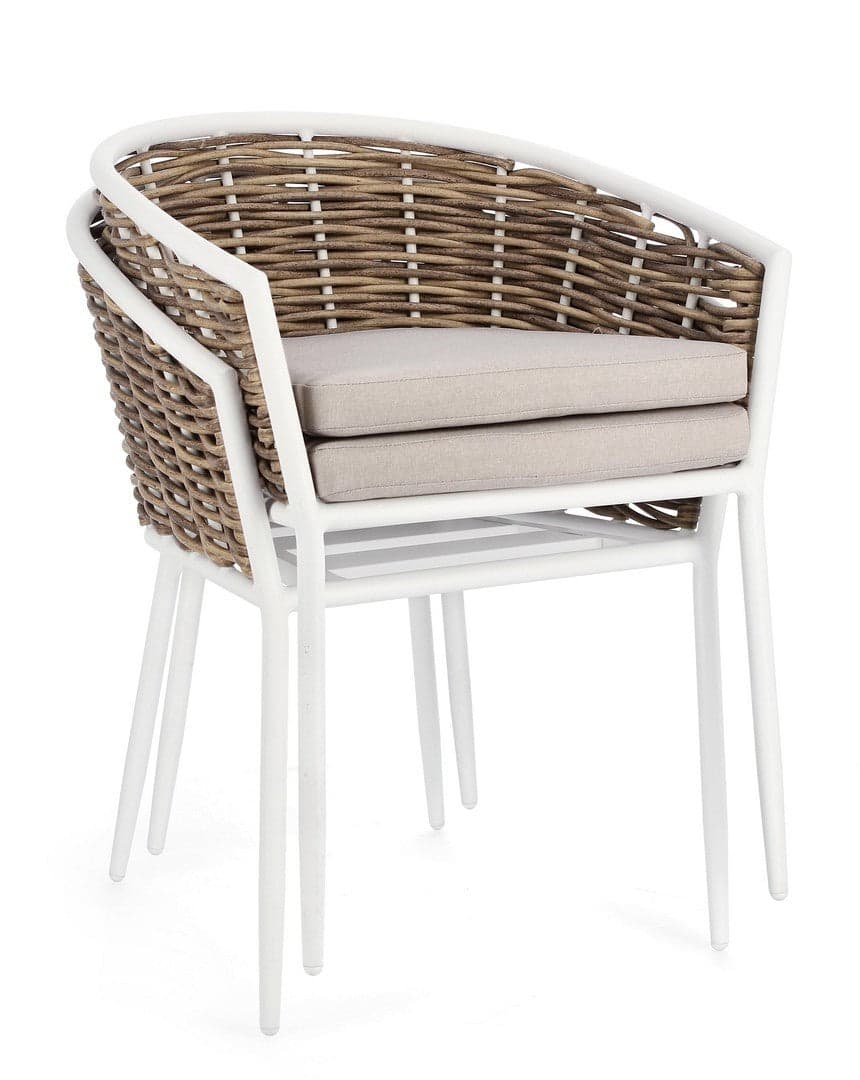 Sedia con braccioli "Maribela" struttura e gambe in alluminio, per esterno, seduta con cuscini in Sedie per tavolo da giardino Decor Space - Altamura, commercioVirtuoso.it