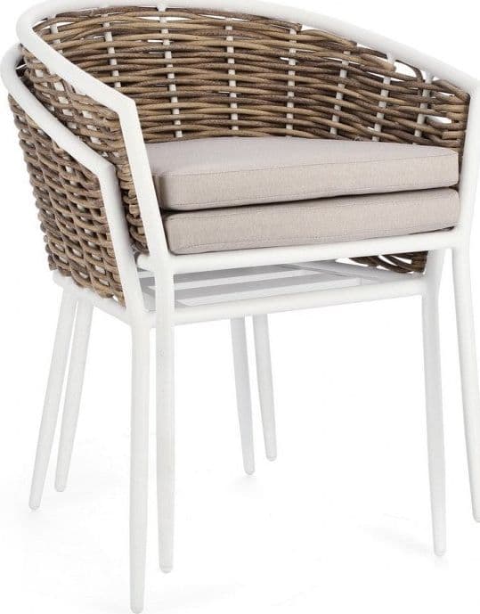 Sedia con braccioli "Maribela" struttura e gambe in alluminio, per esterno, seduta con cuscini in Sedie per tavolo da giardino Decor Space - Altamura, commercioVirtuoso.it