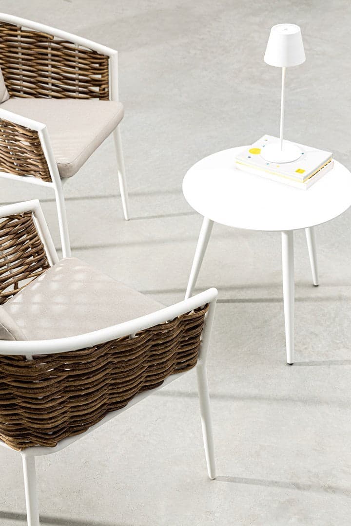 Sedia con braccioli "Maribela" struttura e gambe in alluminio, per esterno, seduta con cuscini in Sedie per tavolo da giardino Decor Space - Altamura, commercioVirtuoso.it
