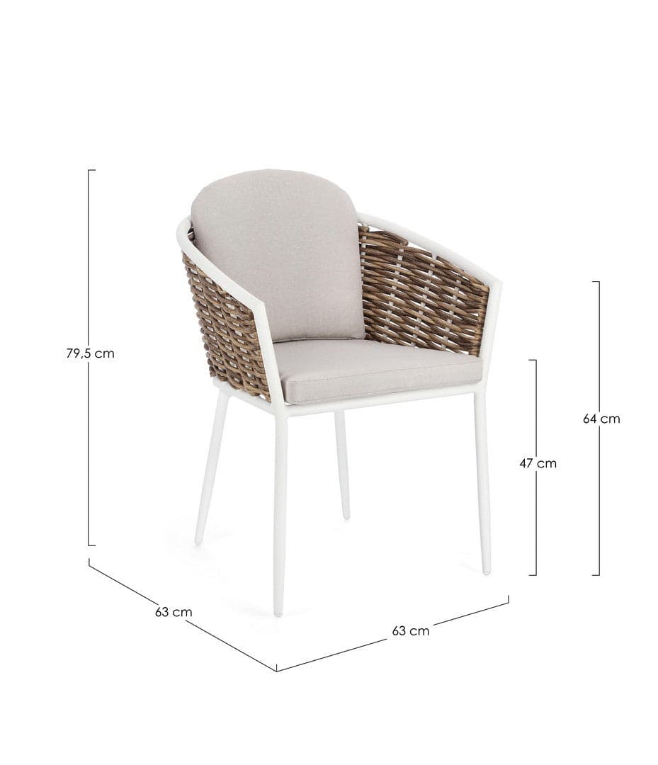 Sedia con braccioli "Maribela" struttura e gambe in alluminio, per esterno, seduta con cuscini in Sedie per tavolo da giardino Decor Space - Altamura, commercioVirtuoso.it