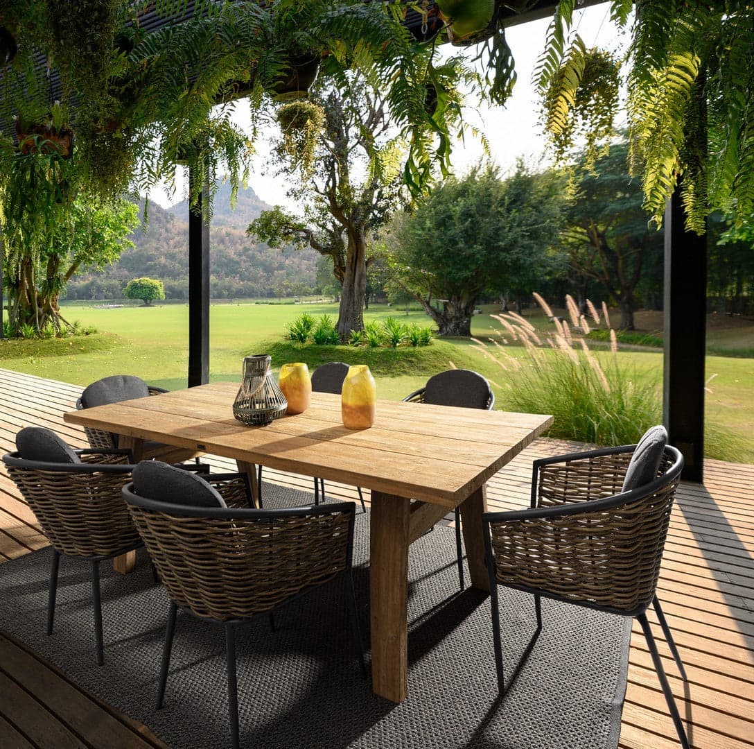 Sedia con braccioli "Maribela" struttura e gambe in alluminio, per esterno, seduta con cuscini in Sedie per tavolo da giardino Decor Space - Altamura, commercioVirtuoso.it