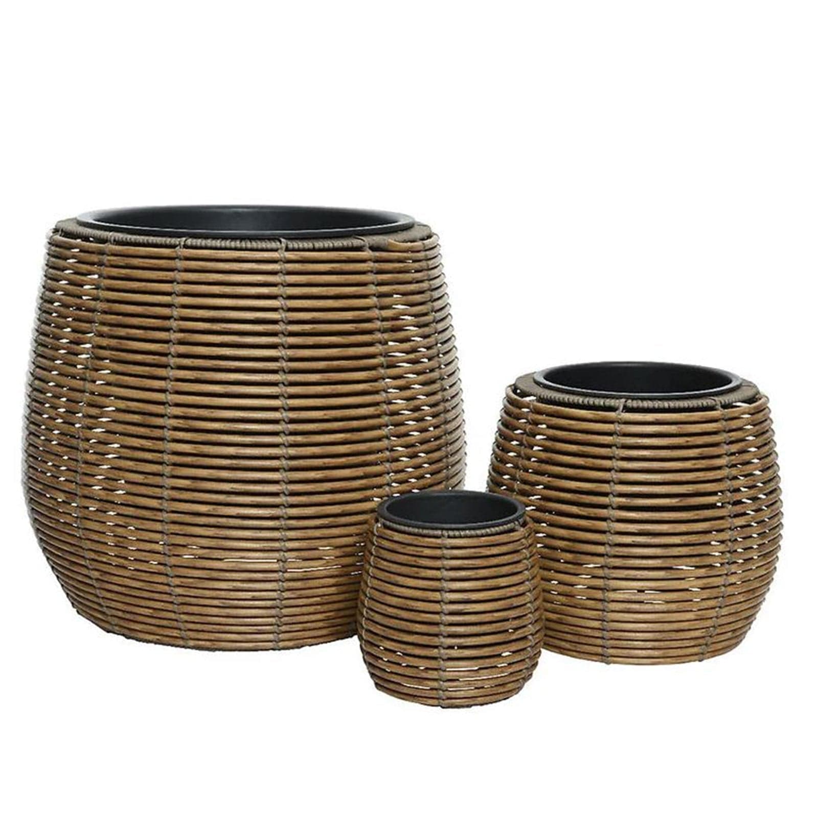 Set 3 vasi decorativi in wicker per piante e fiori arredamento moderno in Vasi tradizionali Decor Space - Altamura, commercioVirtuoso.it