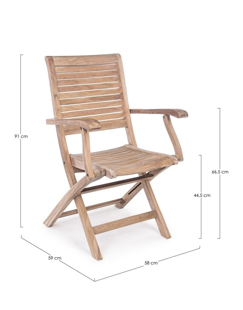 Sedia "Maryland" struttura in legno di Teak, pieghevole, per esterno da 44.5 cm in Sedie per tavolo da giardino Decor Space - Altamura, commercioVirtuoso.it