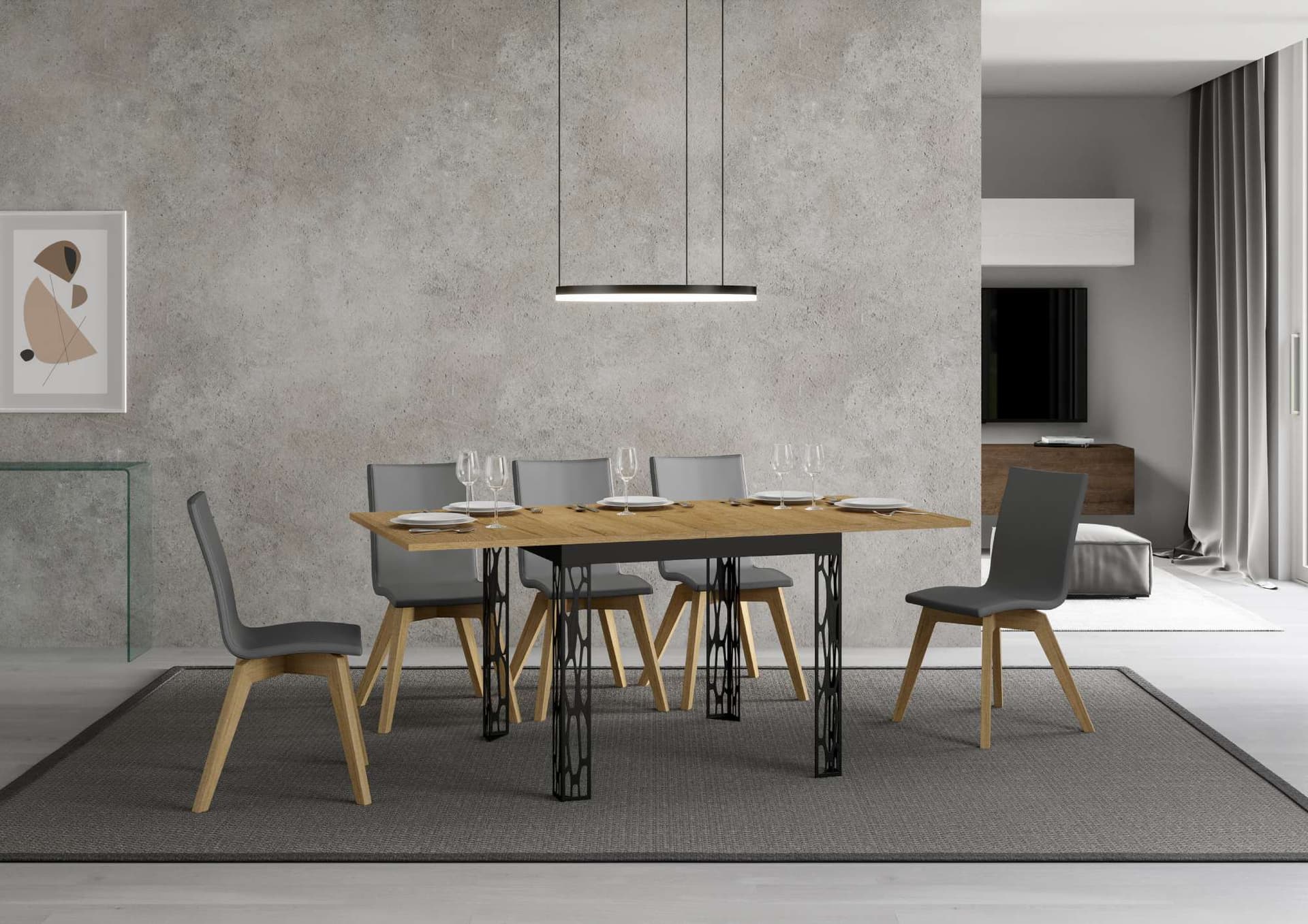 Tavolo "Latina" allungabile in legno per sala da pranzo - 9