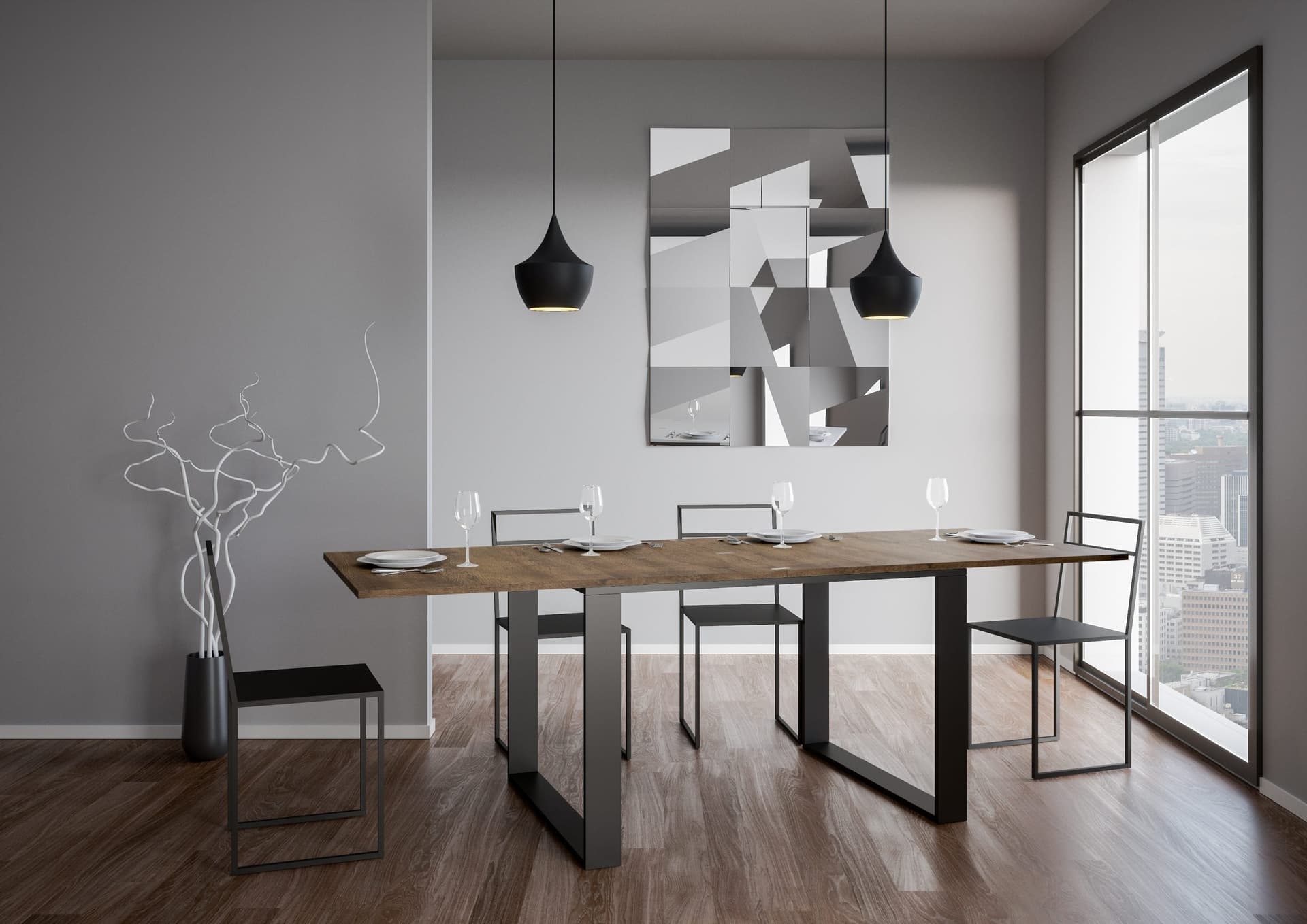 Tavolo "Siracusa" allungabile in legno per sala da pranzo in Tavoli da sala da pranzo Decor Space - Altamura, commercioVirtuoso.it