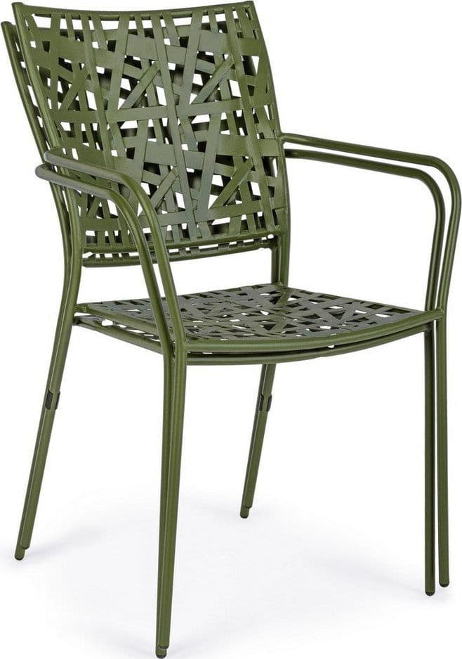 Sedia "Kelsie" con braccioli, impilabile, in acciaio trattato per esterno in Sedie per tavolo da giardino Decor Space - Altamura, commercioVirtuoso.it