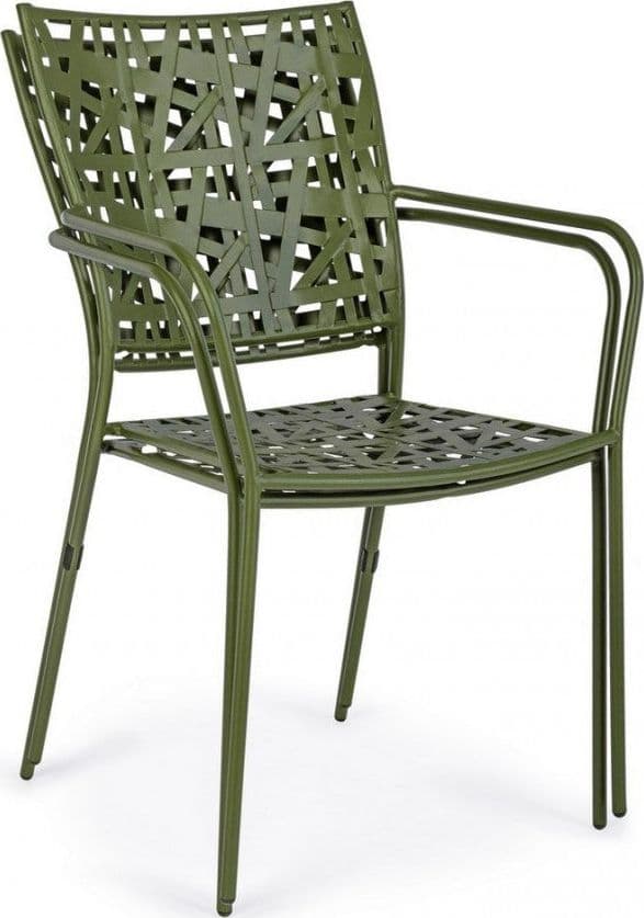 Sedia "Kelsie" con braccioli, impilabile, in acciaio trattato per esterno in Sedie per tavolo da giardino Decor Space - Altamura, commercioVirtuoso.it