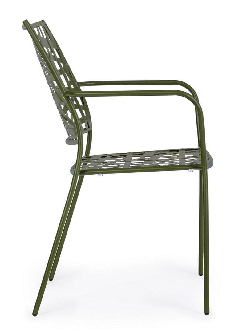Sedia "Kelsie" con braccioli, impilabile, in acciaio trattato per esterno in Sedie per tavolo da giardino Decor Space - Altamura, commercioVirtuoso.it