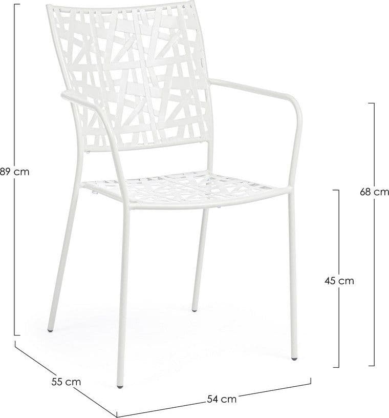 Sedia "Kelsie" con braccioli, impilabile, in acciaio trattato per esterno in Sedie per tavolo da giardino Decor Space - Altamura, commercioVirtuoso.it