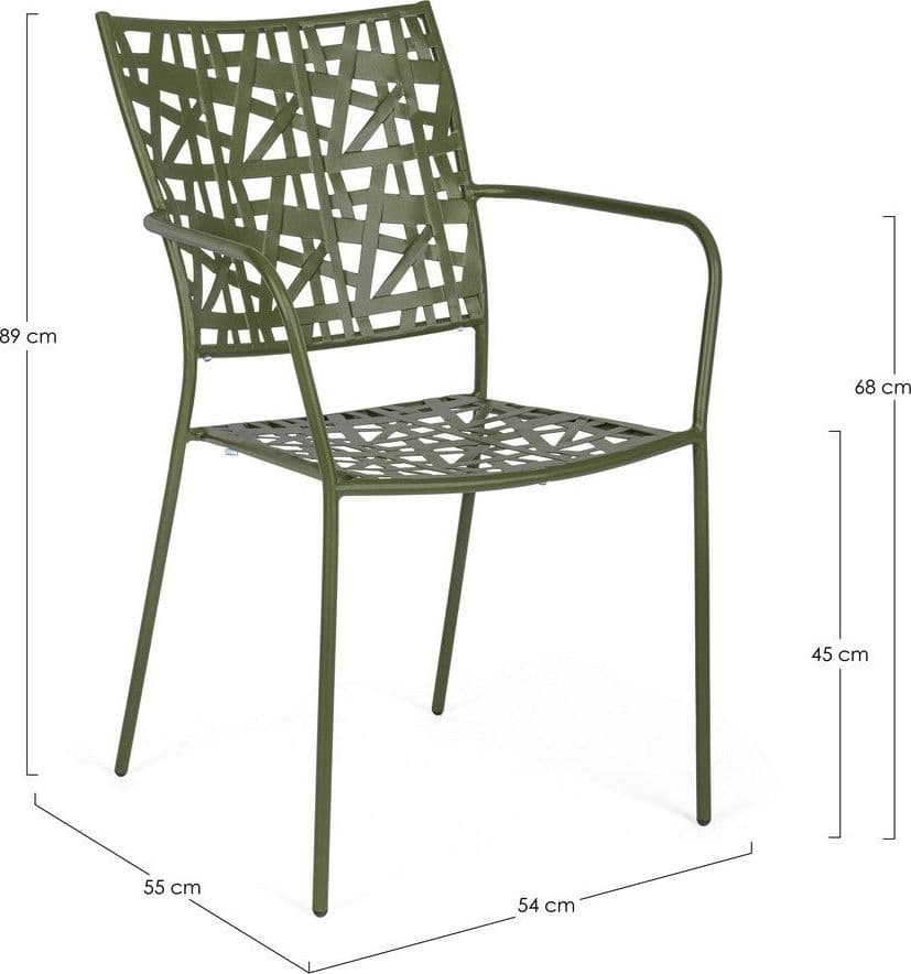 Sedia "Kelsie" con braccioli, impilabile, in acciaio trattato per esterno in Sedie per tavolo da giardino Decor Space - Altamura, commercioVirtuoso.it