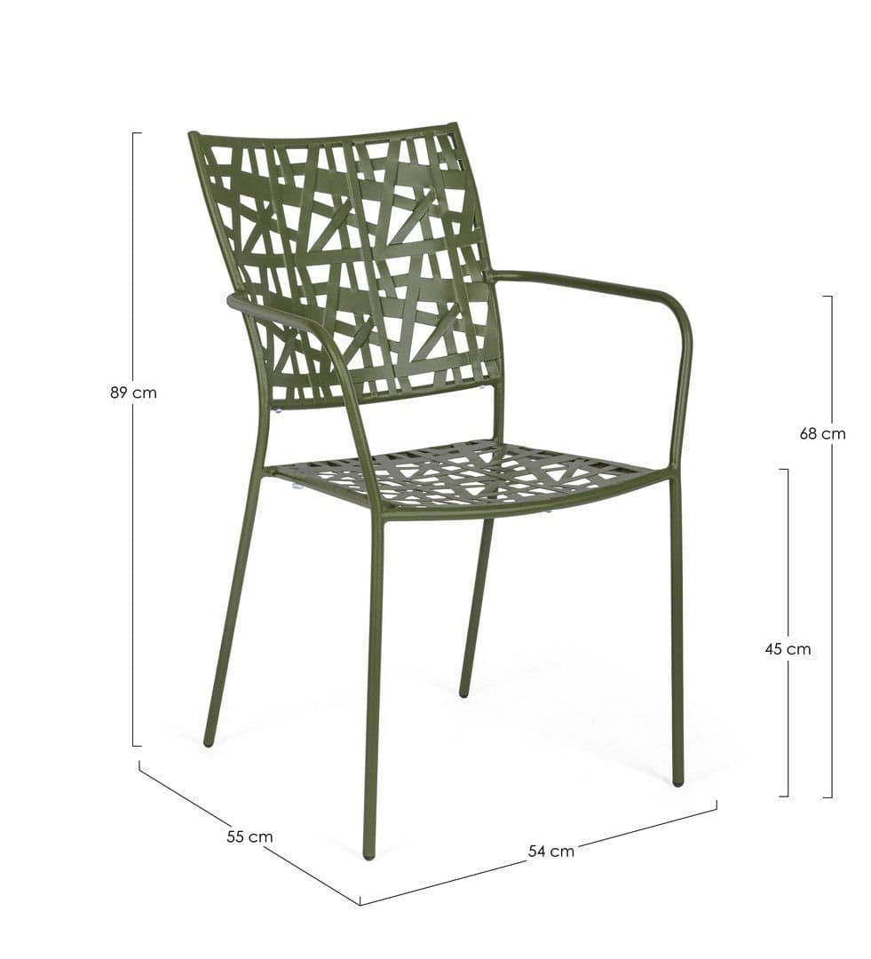 Sedia "Kelsie" con braccioli, impilabile, in acciaio trattato per esterno in Sedie per tavolo da giardino Decor Space - Altamura, commercioVirtuoso.it