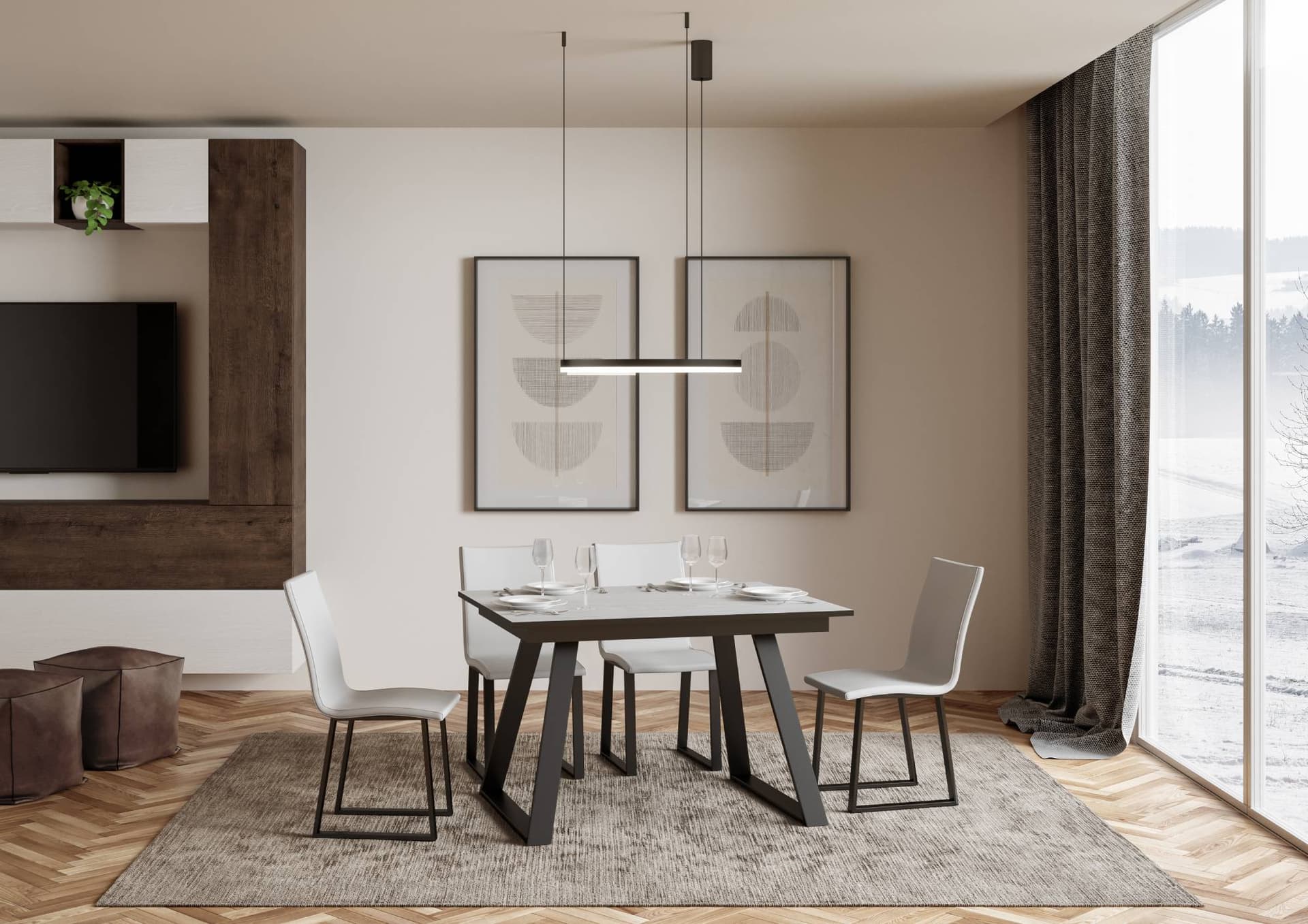 Tavolo "Ragusa" allungabile in legno per sala da pranzo in Tavoli da sala da pranzo Decor Space - Altamura, commercioVirtuoso.it