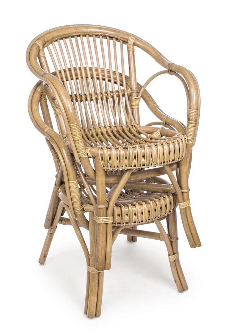 Poltrona "Barina" con cuscini comodi,  impilabile, struttura in rattan per esterno da 80 cm in Sedie per tavolo da giardino Decor Space - Altamura, commercioVirtuoso.it