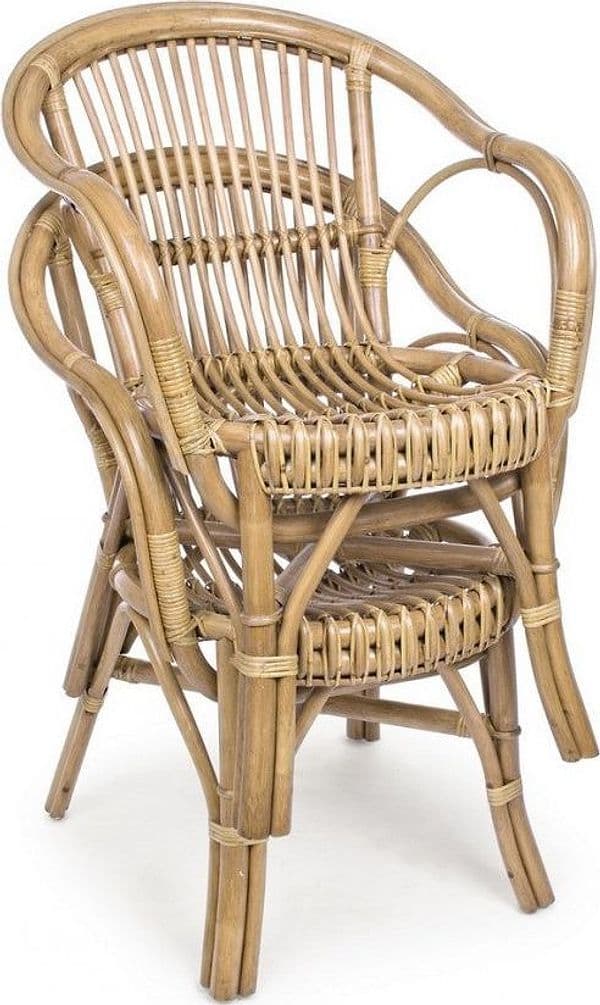 Poltrona "Barina" con cuscini comodi,  impilabile, struttura in rattan per esterno da 80 cm in Sedie per tavolo da giardino Decor Space - Altamura, commercioVirtuoso.it