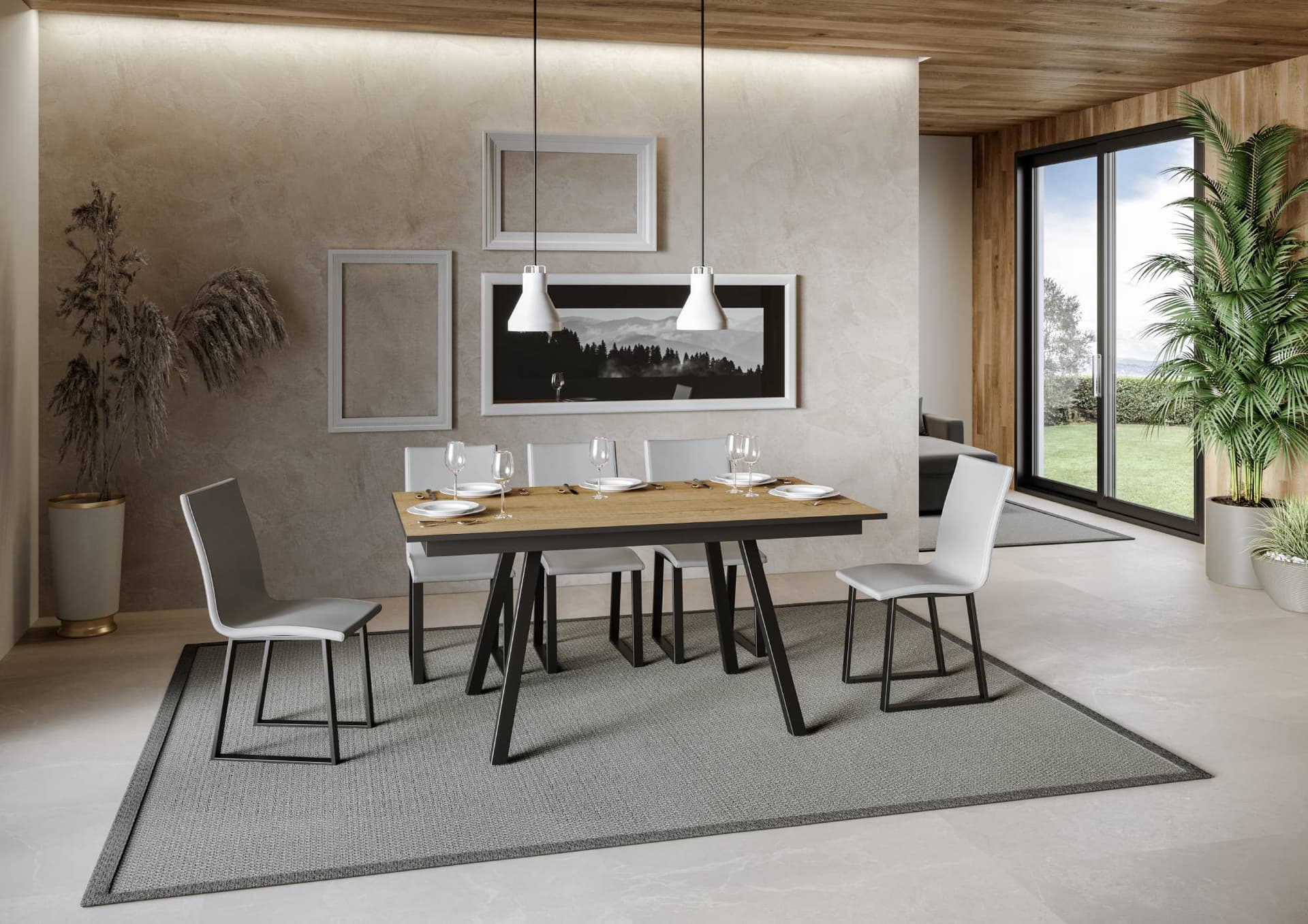Tavolo "Cremona" allungabile in legno per sala da pranzo in Tavoli da sala da pranzo Decor Space - Altamura, commercioVirtuoso.it