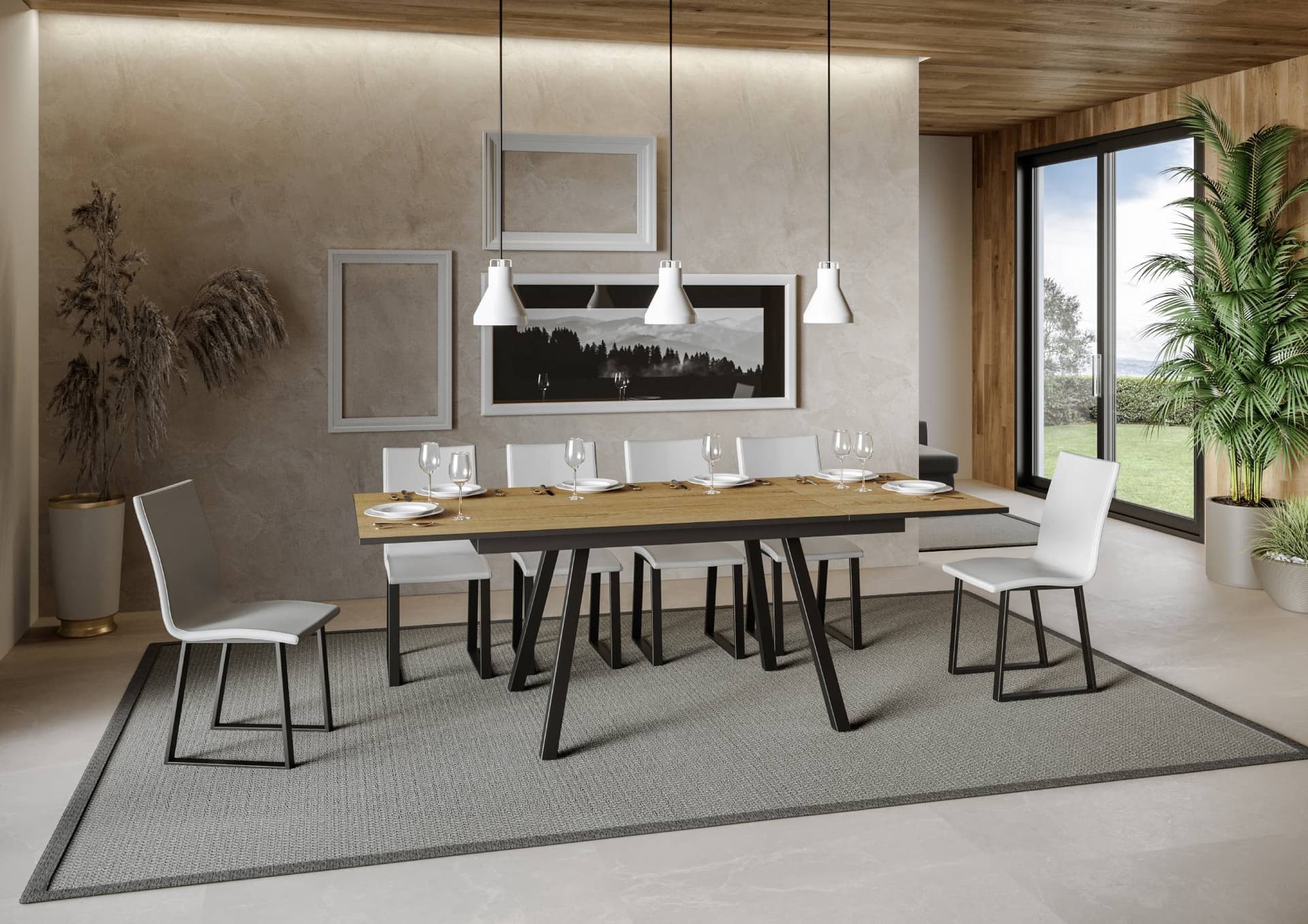 Tavolo "Cremona" allungabile in legno per sala da pranzo in Tavoli da sala da pranzo Decor Space - Altamura, commercioVirtuoso.it