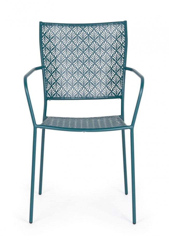 Sedia "Lizette" con braccioli in acciaio trattato per esterno, impilabile, struttura in acciaio in Sedie per tavolo da giardino Decor Space - Altamura, commercioVirtuoso.it