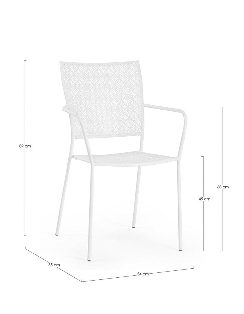 Sedia "Lizette" con braccioli in acciaio trattato per esterno, impilabile, struttura in acciaio in Sedie per tavolo da giardino Decor Space - Altamura, commercioVirtuoso.it
