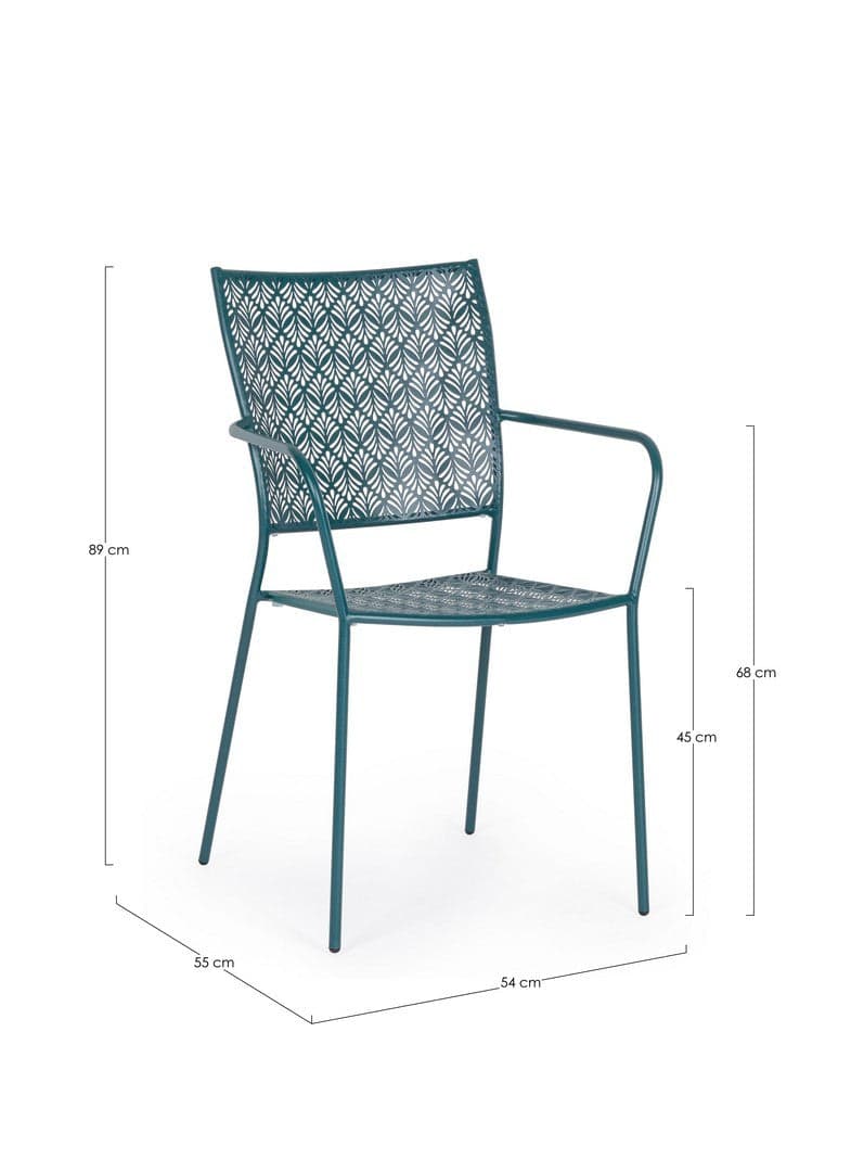 Sedia "Lizette" con braccioli in acciaio trattato per esterno, impilabile, struttura in acciaio in Sedie per tavolo da giardino Decor Space - Altamura, commercioVirtuoso.it
