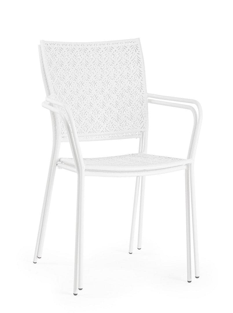 Sedia "Lizette" con braccioli in acciaio trattato per esterno, impilabile, struttura in acciaio in Sedie per tavolo da giardino Decor Space - Altamura, commercioVirtuoso.it