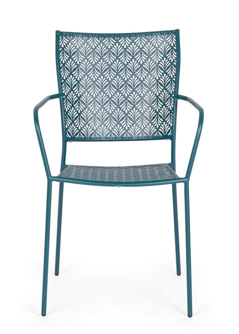 Sedia "Lizette" con braccioli in acciaio trattato per esterno, impilabile, struttura in acciaio in Sedie per tavolo da giardino Decor Space - Altamura, commercioVirtuoso.it