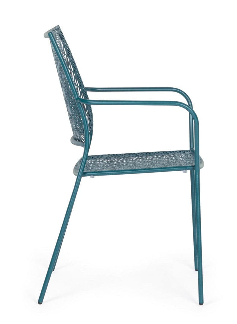 Sedia "Lizette" con braccioli in acciaio trattato per esterno, impilabile, struttura in acciaio in Sedie per tavolo da giardino Decor Space - Altamura, commercioVirtuoso.it