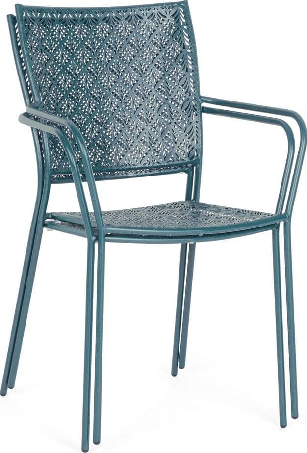 Sedia "Lizette" con braccioli in acciaio trattato per esterno, impilabile, struttura in acciaio in Sedie per tavolo da giardino Decor Space - Altamura, commercioVirtuoso.it