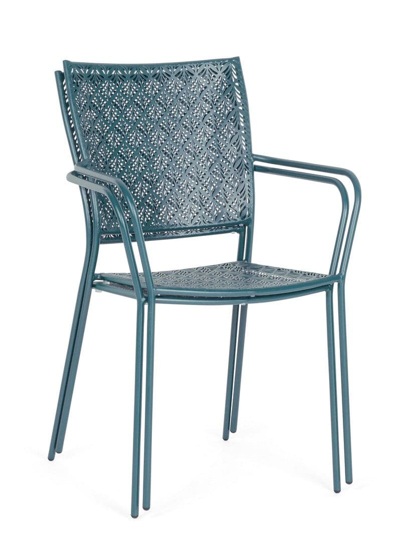 Sedia "Lizette" con braccioli in acciaio trattato per esterno, impilabile, struttura in acciaio in Sedie per tavolo da giardino Decor Space - Altamura, commercioVirtuoso.it