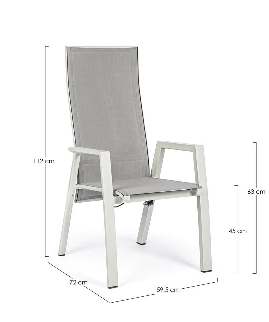 Sedia reclinabile con braccioli "Steven Lunar" struttura in alluminio per esterno in Sedie per tavolo da giardino Decor Space - Altamura, commercioVirtuoso.it