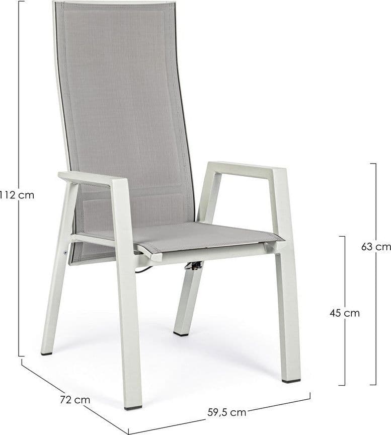 Sedia reclinabile con braccioli "Steven Lunar" struttura in alluminio per esterno Giardino e giardinaggio/Arredamento da giardino e accessori/Sedie/Sedie per tavolo da giardino Decor Space - Altamura, Commerciovirtuoso.it