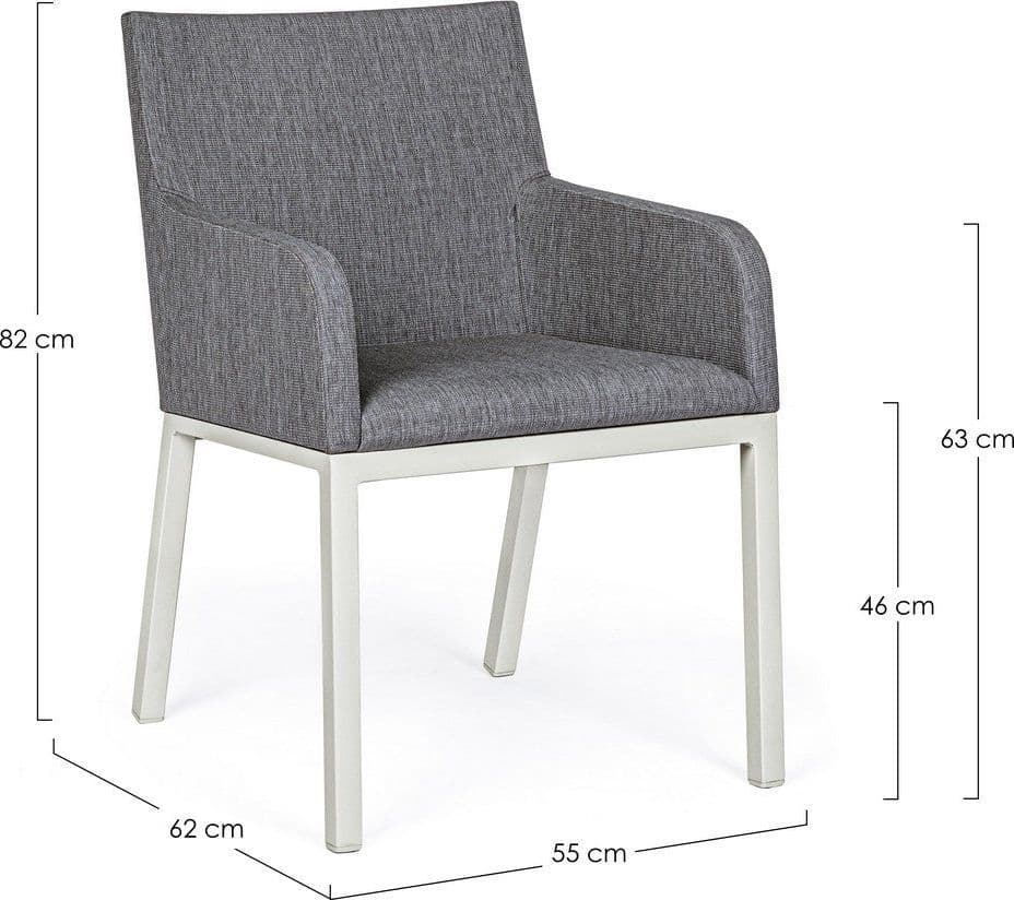 Sedia con braccioli "Owen", struttura in alluminio, cuscini imbottiti comodi in Sedie per tavolo da giardino Decor Space - Altamura, commercioVirtuoso.it