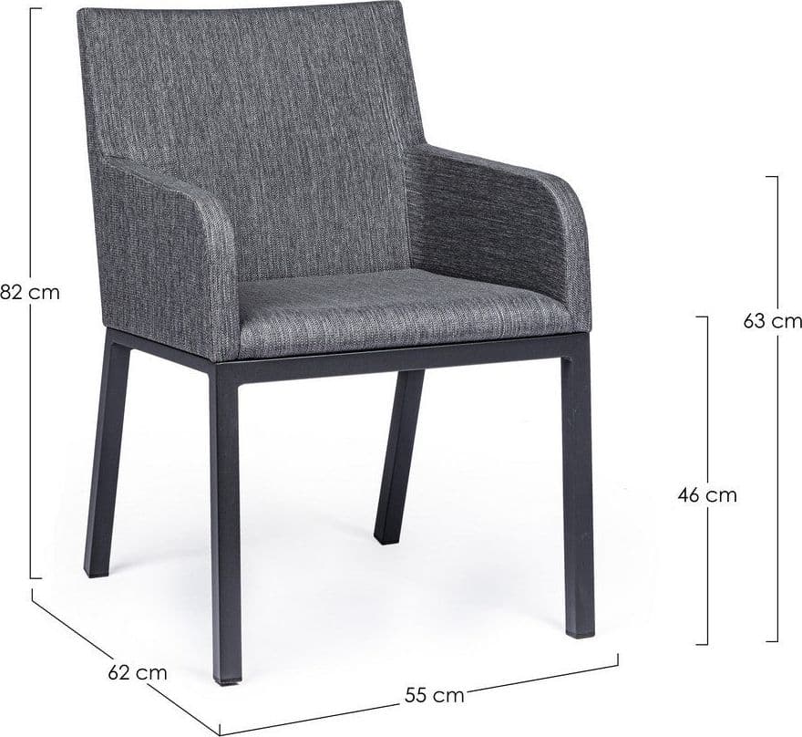 Sedia con braccioli "Owen", struttura in alluminio, cuscini imbottiti comodi in Sedie per tavolo da giardino Decor Space - Altamura, commercioVirtuoso.it