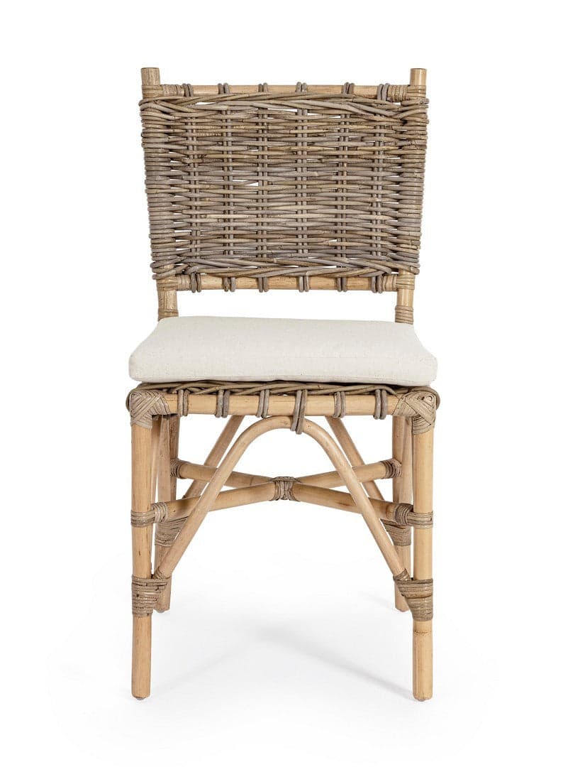 Sedia con cuscino "Tarifa" struttura in rattan, intreccio in kubu per esterno in Sedie per tavolo da giardino Decor Space - Altamura, commercioVirtuoso.it