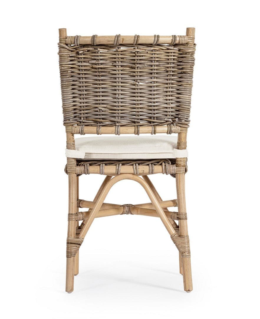 Sedia con cuscino "Tarifa" struttura in rattan, intreccio in kubu per esterno in Sedie per tavolo da giardino Decor Space - Altamura, commercioVirtuoso.it