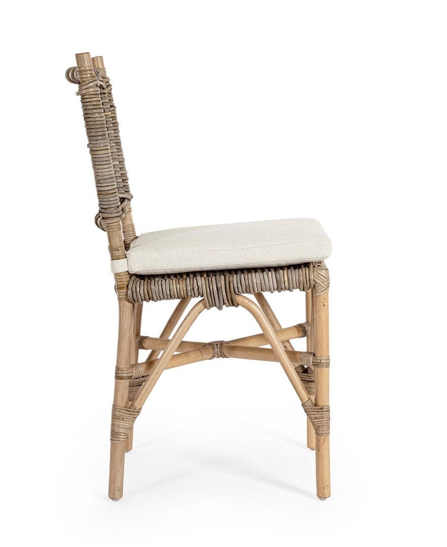 Sedia con cuscino "Tarifa" struttura in rattan, intreccio in kubu per esterno in Sedie per tavolo da giardino Decor Space - Altamura, commercioVirtuoso.it
