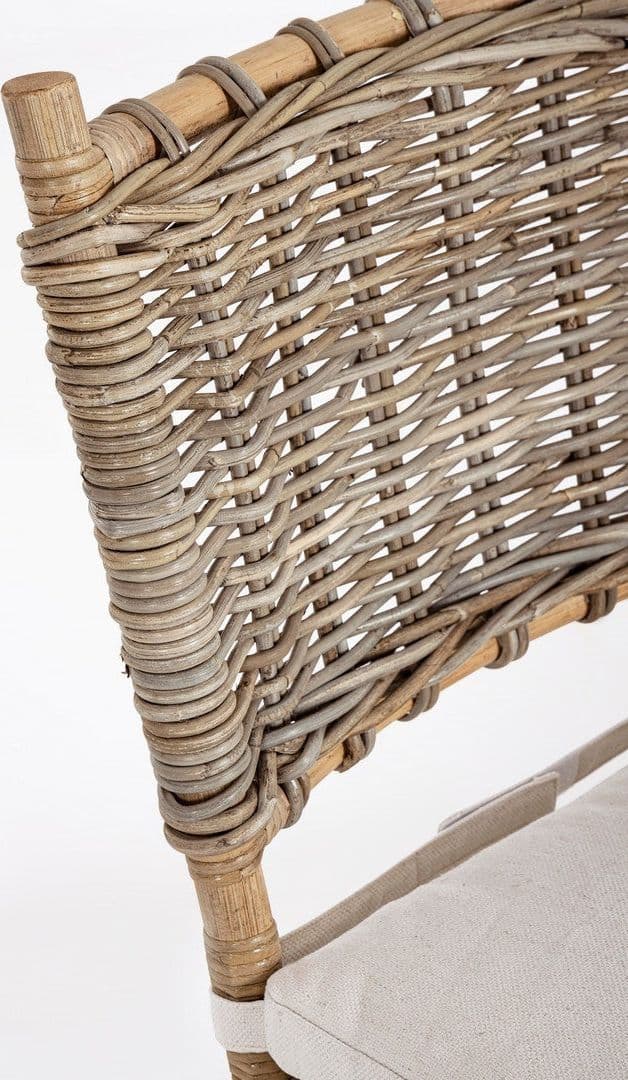 Sedia con cuscino "Tarifa" struttura in rattan, intreccio in kubu per esterno in Sedie per tavolo da giardino Decor Space - Altamura, commercioVirtuoso.it