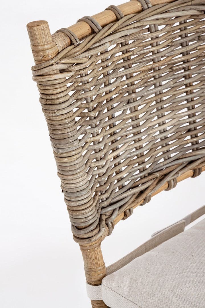 Sedia con cuscino "Tarifa" struttura in rattan, intreccio in kubu per esterno in Sedie per tavolo da giardino Decor Space - Altamura, commercioVirtuoso.it