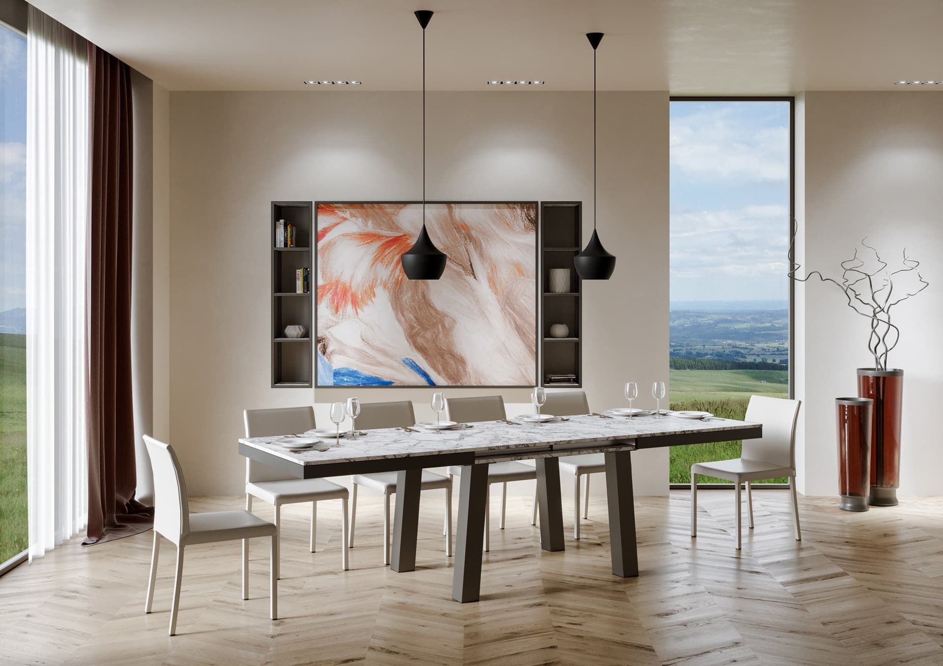 Tavolo "Cesena" allungabile in legno per sala da pranzo in Tavoli da sala da pranzo Decor Space - Altamura, commercioVirtuoso.it